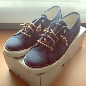 Bottoms are lightly distressed, only worn once